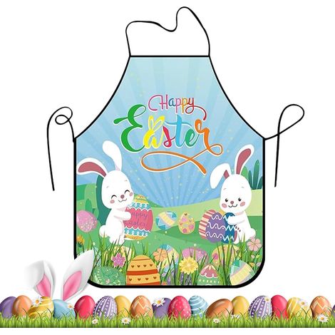 Tablier de cuisine réglable, blouse de lapin mignon, vêtements de de Pâques avec imprimés floraux, matériau en coton doux, tablier de cuisine avec un design, jardinage et pâtisserie po (1/5)