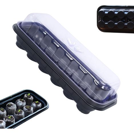 Bandeja de germinación, accesorios de jardinería transparentes reutilizables, kit de cultivo 2 en 1 para invernadero, interior, jardín, granja, verduras, viveros, plántulas de invierno para principian (1/5)