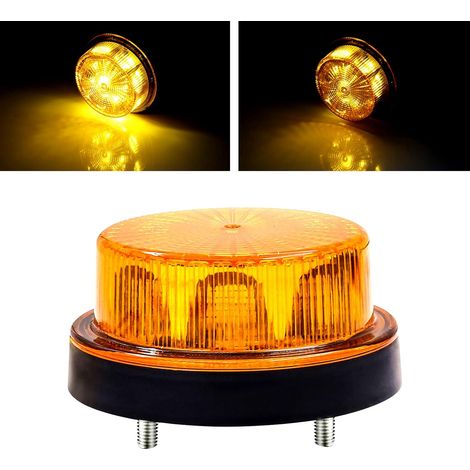 Luz estroboscópica LED de 24V, lámpara de emergencia magnética ámbar, luz de advertencia de seguridad intermitente giratoria para camiones,tractores,carretillas elevadoras de coche, autobús,amarillo. (1/5)