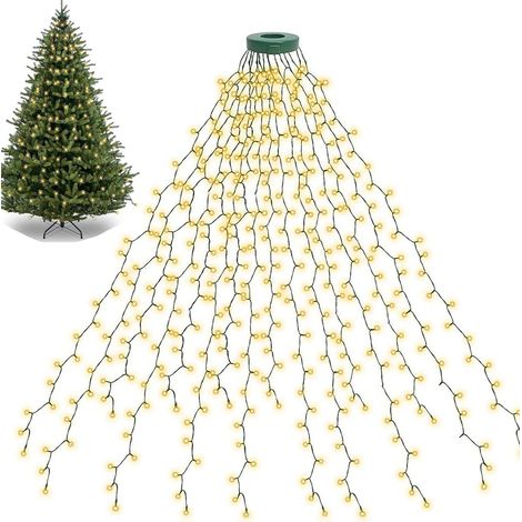 400 LED-Lichterkette mit Ring, 2 m x 16 Lichter mit 8 Modi, Weihnachtsdekoration, Weihnachtsbeleuchtung, wasserdichte Außendekoration (1/5)