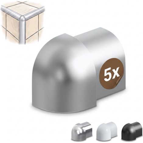 Dalsys Angle extérieur pour rail de carrelage aluminium (anodisé) Profilé en quart de cercle, profilé pour carrelage - 12,5mm, 5 pièces argent mat