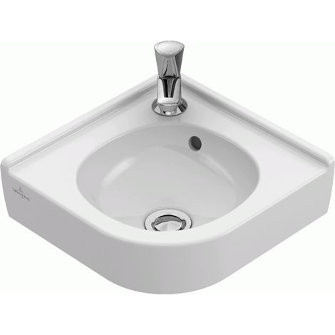 Villeroy & Boch – Lave-mains d’angle 320x320 mm – Céramique sanitaire blanc alpin – Avec trop-plein et 1 trou de robinetterie – Fixation murale (1/6)