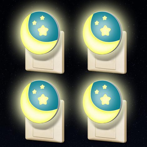 Child Night Light on Electrical Outlet, 4 Pieces LED Bedside Lamp with Twilight Sensor, Wall-Mounted Night Light for Newborn Bedroom, Portable Lighting for Baby Nursing (1/5)