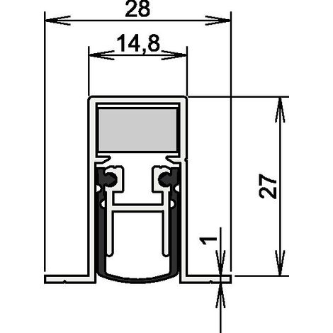 Junta de puerta Schall-Ex® DUO L-15/28 OS 1-404 2-s.L.833mm alu. Plateado para HLT ATHMER