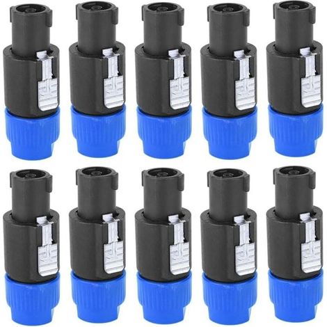10 Pièces Speakon Connecteur d'Amplificateur de Câble4 Broches Prise de Haut-Parleur Audio Étanche C-NL4FC (Bleu)