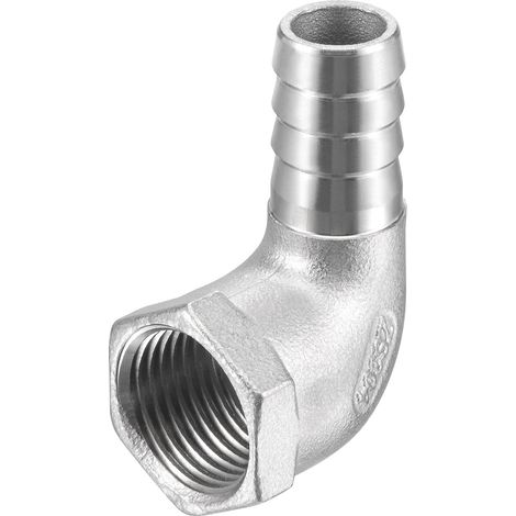 raccord coude en acier inoxydable 304 pour tuyau barbelé, 15mm barbelé x 1/2" raccord de tuyau femelle NPT pour l'eau, le carburant, l'air (1/5)