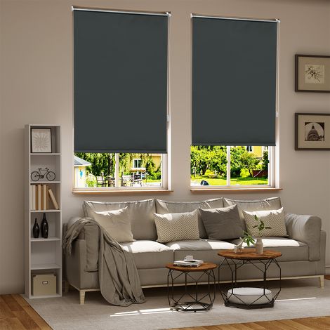 WOLTU Verdunklungsrollo ohne Bohren Klemmfix, Thermorollo Fensterrollo Blickdicht easyfix Verdunkelung Rollos, Sichtschutz und Sonnenchutz für Fenster, Tür, 95x130cm (BxH), Anthrazit