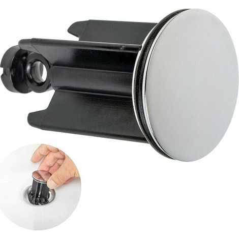 KZQ Universal 40mm Bathroom Sink Plug, Chrome Finish, Brass Drain Plug with Rubber Seal, Height Adjustable, Rustproof and Watertight Bathtub Drain (1/4)