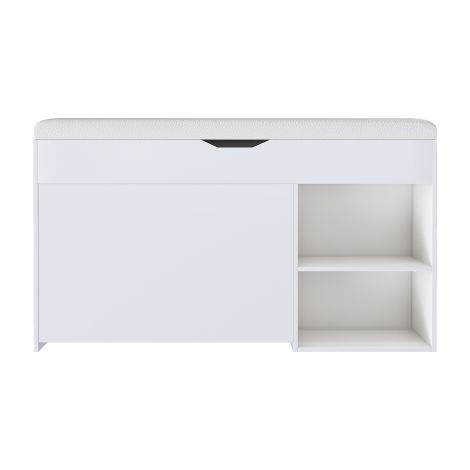 Banc à chaussures 100 cm de long x 30 cm de large x 52 cm de haut avec rangement pliable dissimulé blanc (1/5)