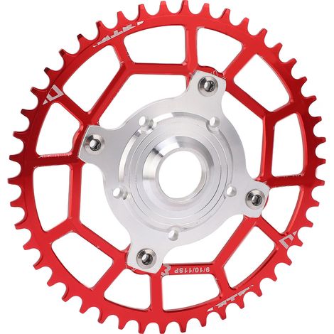 Ersatzplatte und Adapter aus Aluminiumlegierung, 46 Zähne, 104 mm Lochkreis-Mittenabstand, für Tongsheng Zentralmotor (rot). (1/5)