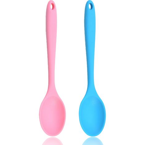 Cuillères en silicone, cuillères à badigeonner en silicone résistant à la chaleur, cuillère de service antiadhésive pour mélanger et beurrer (1/5)