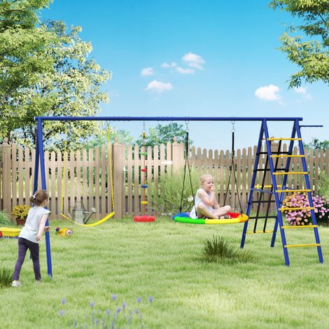 AIYAPLAY Kinderschaukel-Set, Stahl, 3-8 Jahre, 6-in-1-Design, Bunt