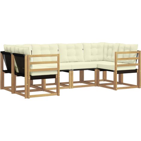 Outdoor Sofa Set with Cushion 6 pcs White and Cream vidaXL