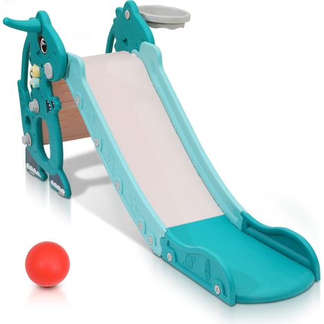 Wolketon Kinderrutsche Wurfring Rutsche Outdoor Gartenrutsche 4 in 1 Wellenrutsche Slide