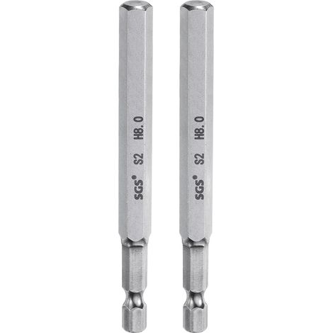 2pcs Foret à Tête Hexagonale 8mm (H8) Métrique 1/4" Tige Hexagonale 100mm (4") Long Embouts de Tournevis Magnétique Acier S2 Foret Hexagonaux à Pointe Plate pour Vis (1/5)