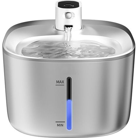 royaluxe -Fontaine à eau sans fil pour chat, 4 litres, alimentée par batterie, en acier inoxydable, avec fenêtre de niveau d'eau, 3 modes de fonctionnement, fontaine à eau sans fil pour chats, chiens, (1/3)