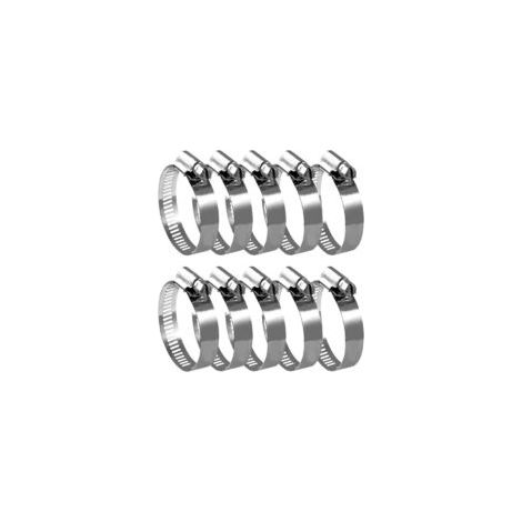 10-teiliges Set verstellbarer Schlauchschellen, Rohrschellen, verstellbare Schlauchklemmen, 18–32 mm verstellbare Schlauchschellen aus Stahl 304, zur Befestigung von flexiblen Schläuchen und Leitungen