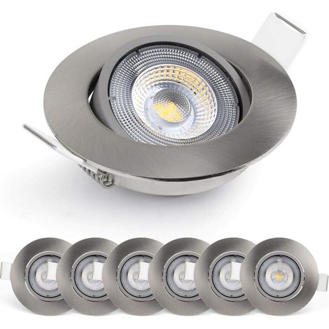 Lot de 6 Spot LED Encastrable, Orientable 50°, Blanc Chaud 3000K, Pour Intérieur (1/5)