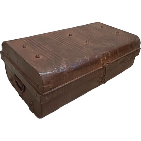 Maleta de metal acabado artesanal marrón 67x37x25h cm