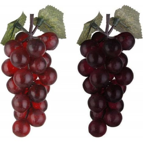 TRADE SHOP - Set 6 Pz Grappolo Grappoli Uva 15cm Viola Realistici Frutta Finta Centrotavola - (1/2)