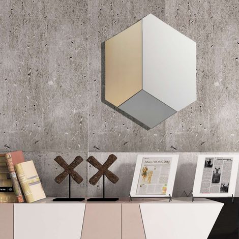 Specchio moderno esagonale 70x80 cm con vetro fume' e bronzo - JACOB (1/2)