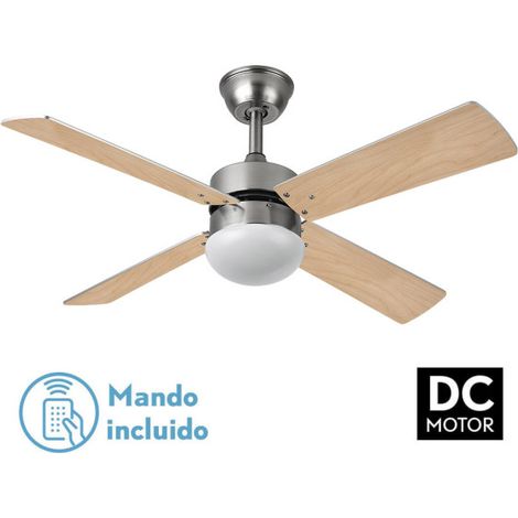 [PRODOTTO USATO] Ventilatore dc sofia 2xe27 nickel 4 pale rev.faggio/argento 40x107d con timer remoto