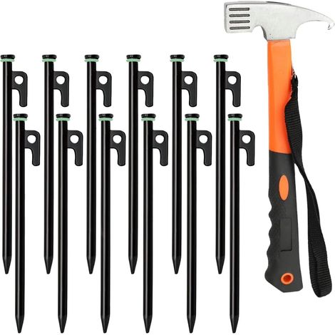 Lot de 12 piquets de avec marteau, piquets de + marteau, pour rochers (1/5)