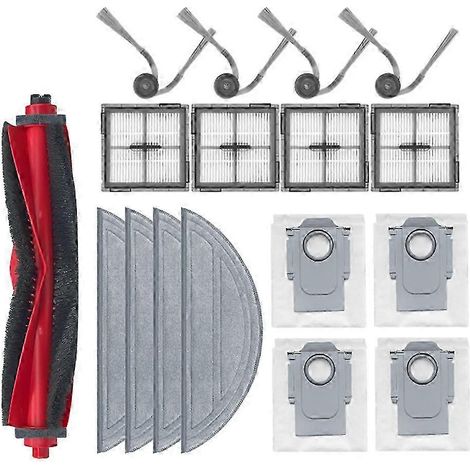 Kit de 17 pièces de rechange compatible avec les aspirateurs Roborock Q10 VF / Q10 VF+. Les accessoires comprennent l'unité principale, la brosse latérale, le filtre, la serpillière et le sac à poussi (1/5)