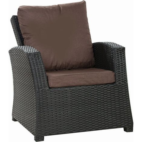 Coussins de fauteuil tressé en résine 56x52x7+56x50 4pcs Coussin l'extérieur marron ensemble de jardin rotin Coussins de chaise avec dossier