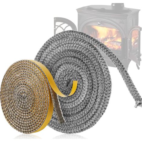 2 Pièces 3mm ×10mm × 3m Joint Poele a Bois,3m ×10mm Tressé Joint Insert Cheminée,Fibre de Verre Remplacement,pour Poêles à Bois, Cheminées ou Fours,Tube Poele (1/5)