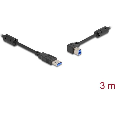 Delock Cable USB 5 Gbps Tipo-A macho a Tipo-B macho 90Â° acodado a la izquierda 3 m