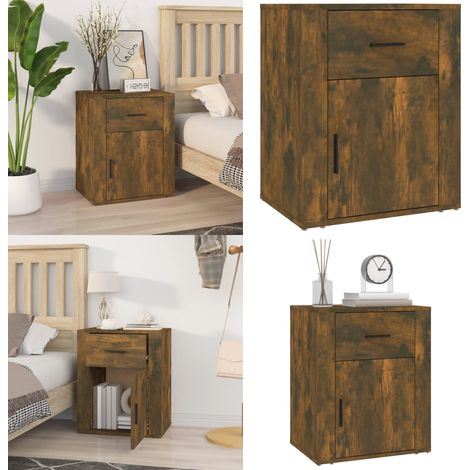 Nachttisch Räuchereiche 50x36x60 cm Holzwerkstoff - Nachttisch - Wohnzimmermöbel - Schlafzimmerschreibtisch - Holzwerkstoff - Rauchereiche - Home & Living (1/5)