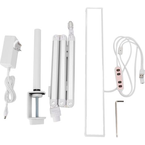 Lampe de bureau LED avec pince, tête rotative à 360°, 3 températures de couleur, intensité variable, bras articulé pliable, 1400 lm, à clipser, idéale pour les extensions d'ongles et de cils (prise br (1/5)