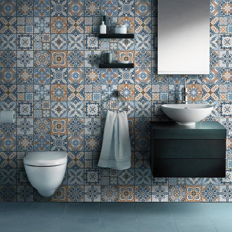 Sticker Mural Carrelage adhésif Cuisine Salle de Bain - 9 STICKERS CARRELAGES AZULEJOS BENITO - 9stickers10x10cm (1/5)