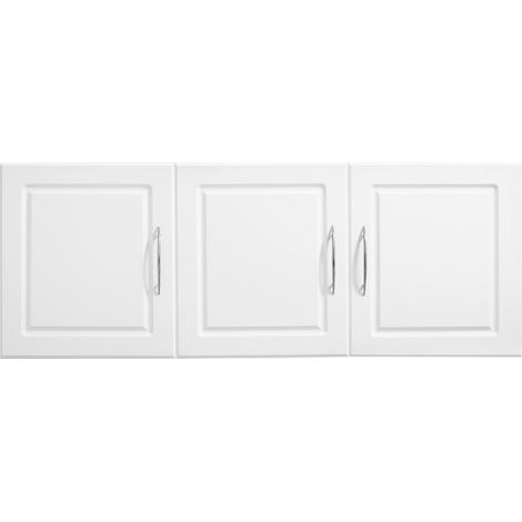 Mophorn Armario de pared para lavandería 31,6 x 137,2 x 51,6 cm, mueble colgante de 2 niveles con 3 puertas, organizador con estante ajustable para cocina, garaje y lavandería, color blanco