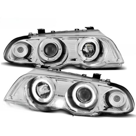 Paire de phares BMW serie 3 E46 Berline de 1998 a 2001 angel eyes chrome-27361161 (1/2)