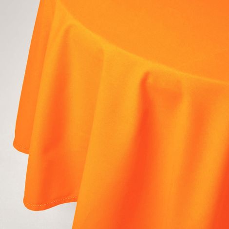 HOMESCAPES Nappe de table ronde en coton unie Orange - 178 cm (1/5)