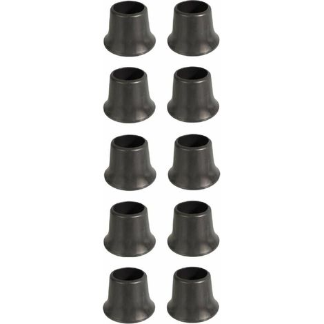 10x Embout enveloppant extérieur rond bouchon PVC plastifié noir fonc renforcé base élargie pied de chaise table patin meuble assise protection tube, 22mm (1/2)