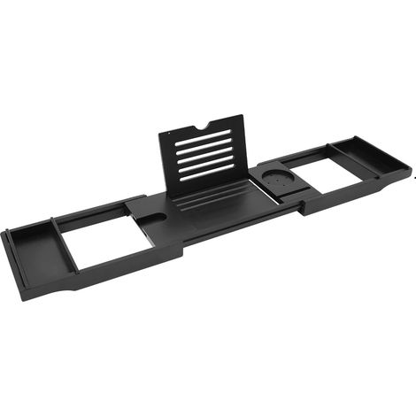 Mensola da bagno regolabile in bambù, design multifunzionale, nera (1/2)