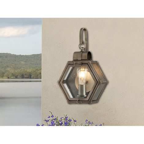LED Rustikale Außenwand Laterne hängend sechseckig, Bronze Höhe 42cm (1/5)