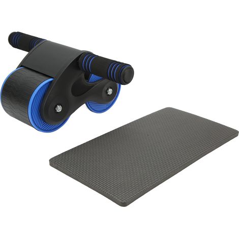 Lot double roues abdominales rouleau abdominaux appareil fitness maison salle sport noir bleu (1/5)