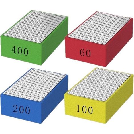 Lot de 4 tampons de polissage diamant – 4 niveaux de rugosité 60/100/200/400 – Pour granit, marbre, béton, verre – Résistance à l'usure élevée (1/5)