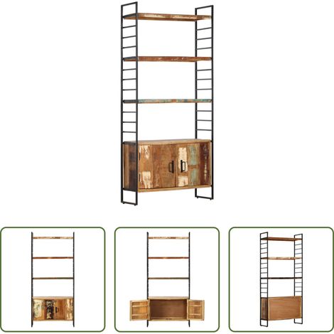 Bibliothèque industrielle - Bibliothèque 4 niveaux 80x30x180 cm Bois solide de récupération (1/5)