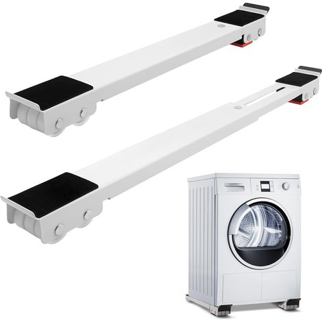 Base per lavatrice con ruote frenanti, carrello per lavatrice con ruote, ruote per lavatrice, asciugatrice, frigorifero, portata 700 kg, lunghezza 45-72 cm (bianco) (1/5)