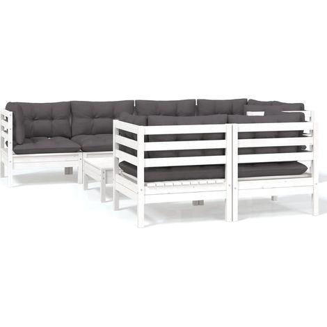 Maison Exclusive - Muebles de jardín 8 pzas con cojines blanco ma