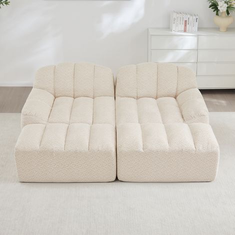 Modulares Sofa 2-Sitzer mit Ottoman Beige Weiß OKMYHOME (1/5)