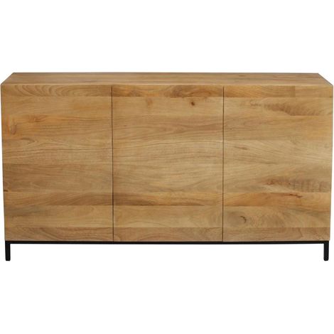 Industrial-Sideboard YPSTER 3 Türen aus aus massivem Mangoholz und Metall