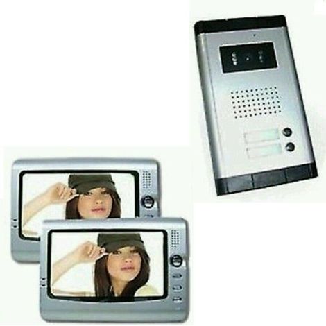 KIT VIDEOCITOFONO BIFAMILIARE TELECAMERA 2 MONITOR 7' POLLICI CAMPANELLO