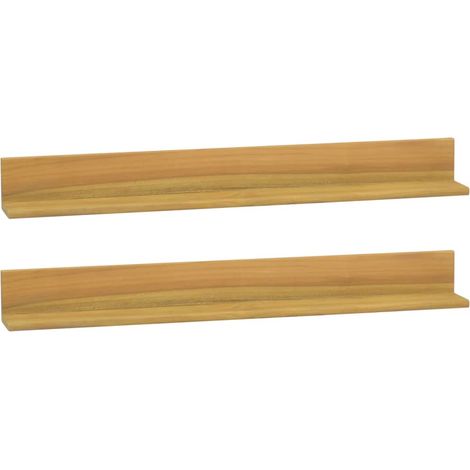 Étagères murales 2 pcs-Étagère flottante-Étagère de rangement suspendue 90x10x10 cm Bois de teck massif 754989 (1/5)