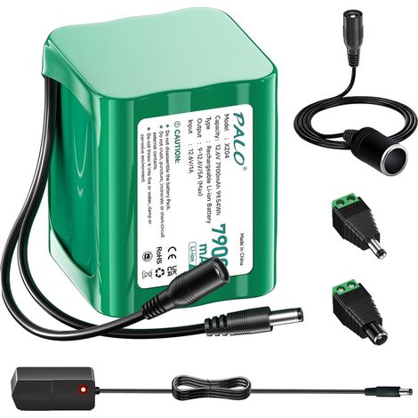 12.6V 7900mAh DC Batterie Rechargeable Lithium pour 12V, Batterie pour Bande LED, caméscope, caméra CCTV, DVD Portables, lecteurs MP3, lumières de pêche (1/5)